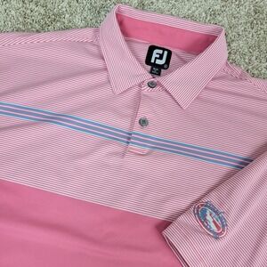 FootJoy Mens XL Red Striped Perfromance Stretch Golf Polo Short Sleeve